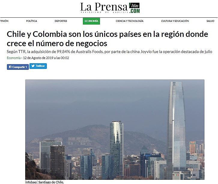 Chile y Colombia son los nicos pases en la regin donde crece el nmero de negocios